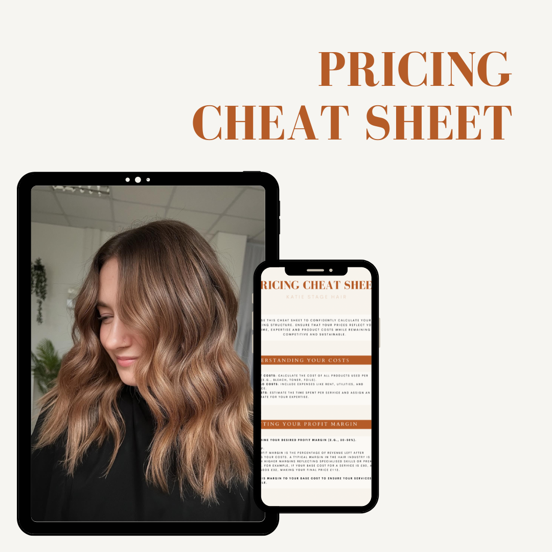 Pricing Cheat Sheet hair stylists ebook